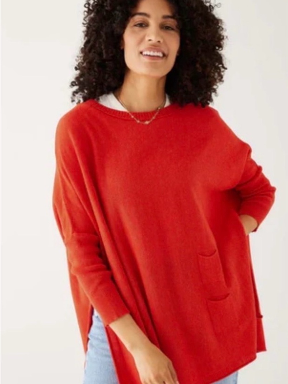 OS Mersea The Catalina Scarlet Red Travel Tunic Sweater NWOT